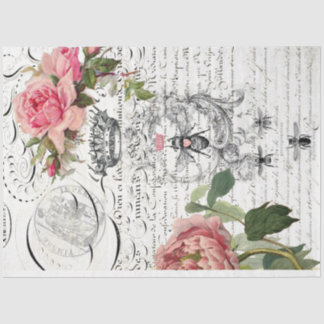Queen Bee Floral Script Decoupage Seidenpapier