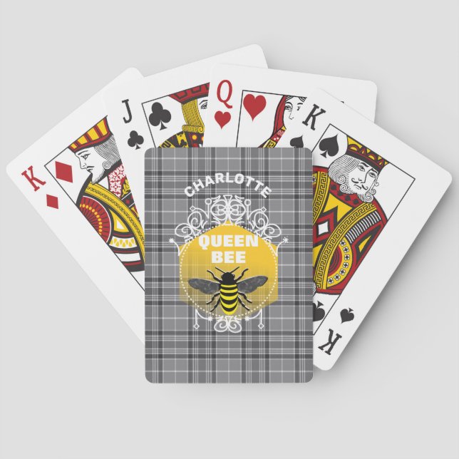 Queen Bee Funny Niedlich Girly Personalisiert Spielkarten (Rückseite)