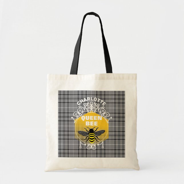 Queen Bee Funny Niedlich Girly Personalisiert Tragetasche (Vorne)