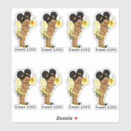 Queen Bee Girl Wings Yellow Black Stripes Sticker
