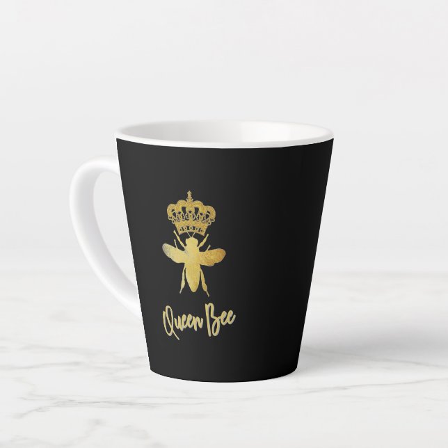 QUEEN BEE Gold Black Latte Tasse (Linke Ecke)