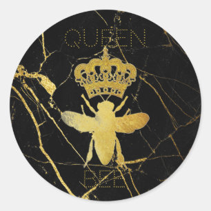 QUEEN BEE Gold Black Marble Geschenksticker anpass Runder Aufkleber
