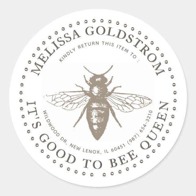 Queen Bee Gut, Queen Property ID Sticker zu sein (Vorderseite)