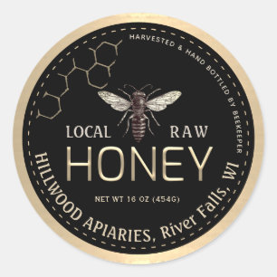 Queen Bee Honey Jar Label Local Raw Hand Flasche Runder Aufkleber
