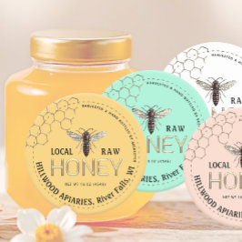 Queen Bee Honey Jar Label Local Raw Hand Flasche Runder Aufkleber