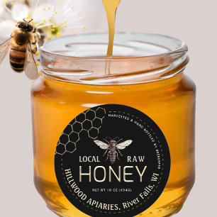 Queen Bee Honey Jar Label Local Raw Hand Flasche Runder Aufkleber