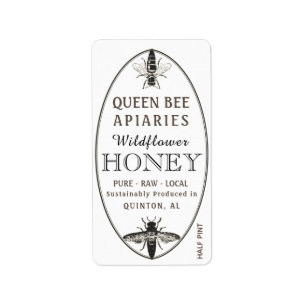 Queen Bee Honey mit Oval-Adresse oder Versandgröße Adressaufkleber