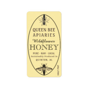 Queen Bee Honig mit ovaler Adresse oder Versandgrö Adressaufkleber