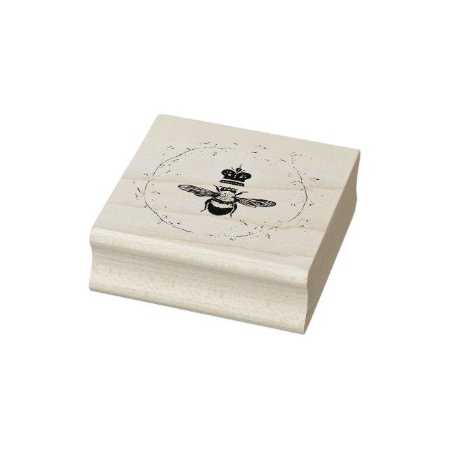 Queen Bee in einer Blume und Foliage Kranz Gummistempel (Stempel)