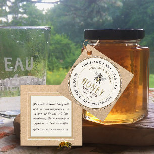 Queen Bee in Kraft Honeycomb Jar Neck tag Geschenkanhänger