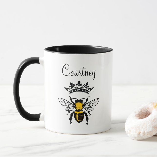 Queen Bee Mit Monogramm Tasse (Mit Donut)