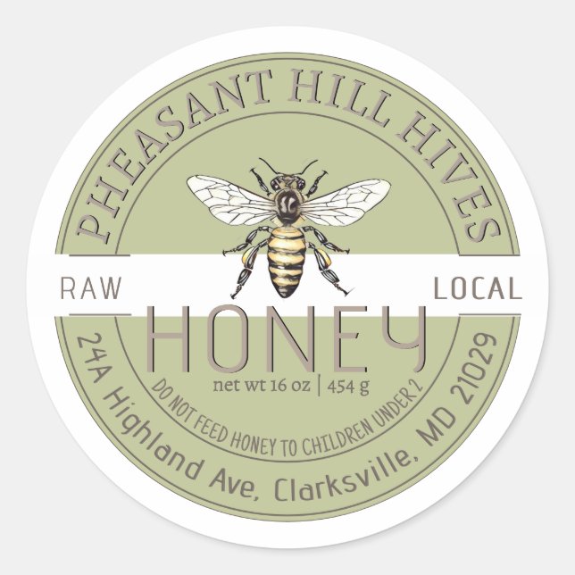 Queen Bee mit Säugling Warning Pure Raw Honey Labe Runder Aufkleber (Vorderseite)