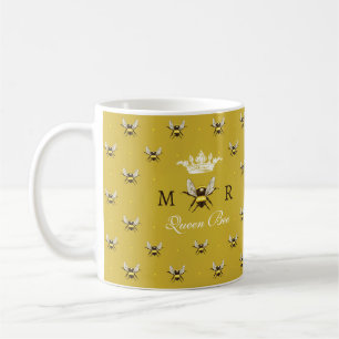 Queen Bee Modern Vintage Monogramm Kaffeetasse