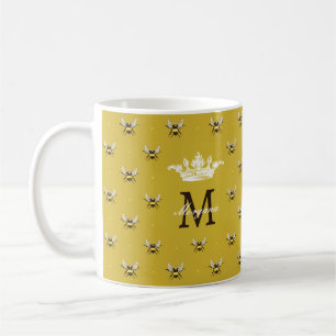 Queen Bee Modern Vintage Monogramm Kaffeetasse