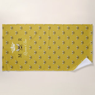 Queen Bee Modernes Vintages Monogram Beach Handtuc Strandtuch