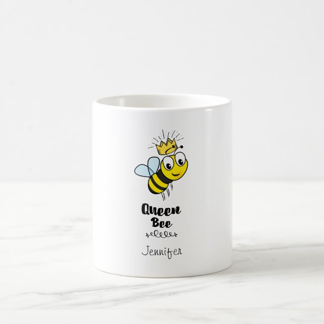 Queen Bee Niedlich Bumble Bee mit Crown Personalis Kaffeetasse (Mittel)