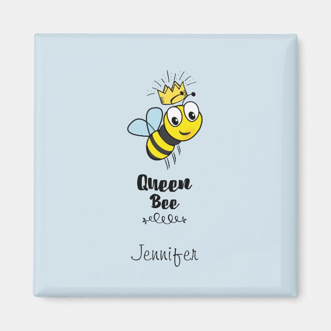 Queen Bee Niedlich Bumble Bee mit Crown Personalis Magnet (Vorne)