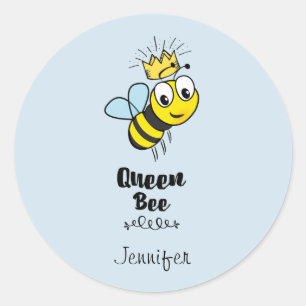 Queen Bee Niedlich Bumble Bee mit Crown Personalis Runder Aufkleber