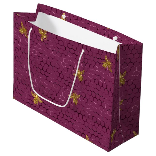 Queen Bee Pattern Große Geschenktüte (Vorderseite Schrägansicht)