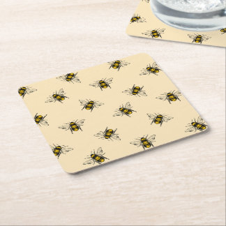 Queen Bee Pattern Rechteckiger Pappuntersetzer