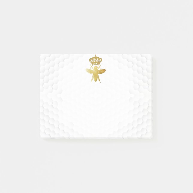 QUEEN BEE Post-It Notes - Gold Bee Crown Honeycomb Klebezettel (Vorderseite)