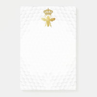 QUEEN BEE Post-It Notes - Gold Bee Crown Honeycomb
