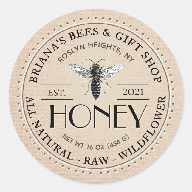 Queen Bee Raw All Natural Wildblume Honey Sticker (Vorderseite)