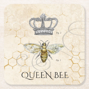 Queen Bee Rechteckiger Pappuntersetzer