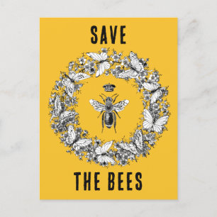 Queen Bee Rette die Bienen Schmetterlingskranz Postkarte