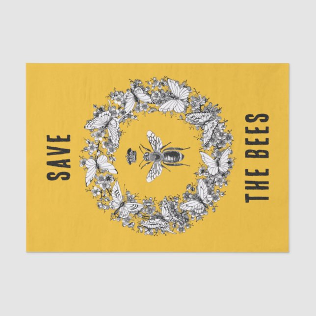 Queen Bee Rettete Butterfly Kraut Gelb Seidenpapier (Vorderseite)