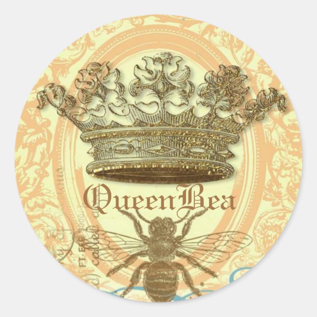 Queen Bee Round Siegel oder Stickers (Vorderseite)