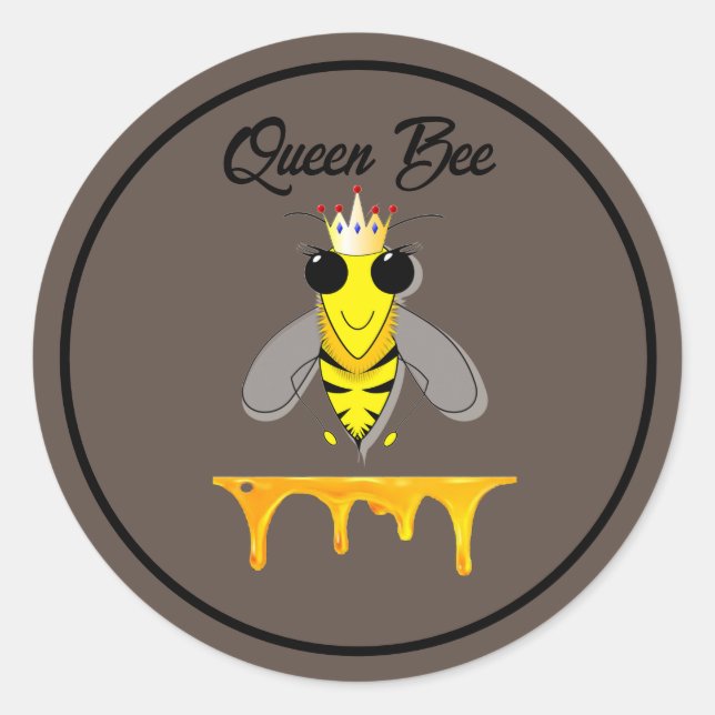 Queen Bee Runder Aufkleber (Vorderseite)