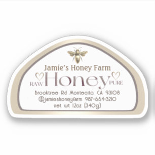 Queen Bee Skep Shaped Honey Skep Jar Label Herz