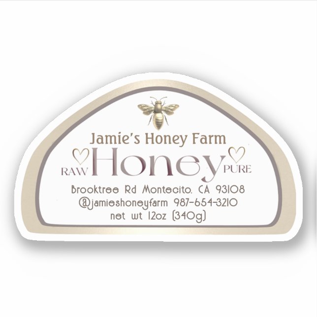 Queen Bee Skep Shaped Honey Skep Jar Label Herz (Vorderseite)