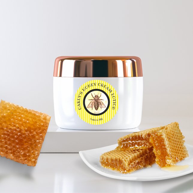 Queen Bee Striped DIY Crafting Label Runder Aufkleber (Von Creator hochgeladen)