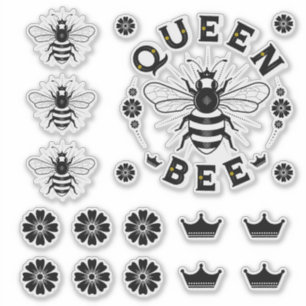 Queen Bee Transparent Vinyl Stickers Aufkleber