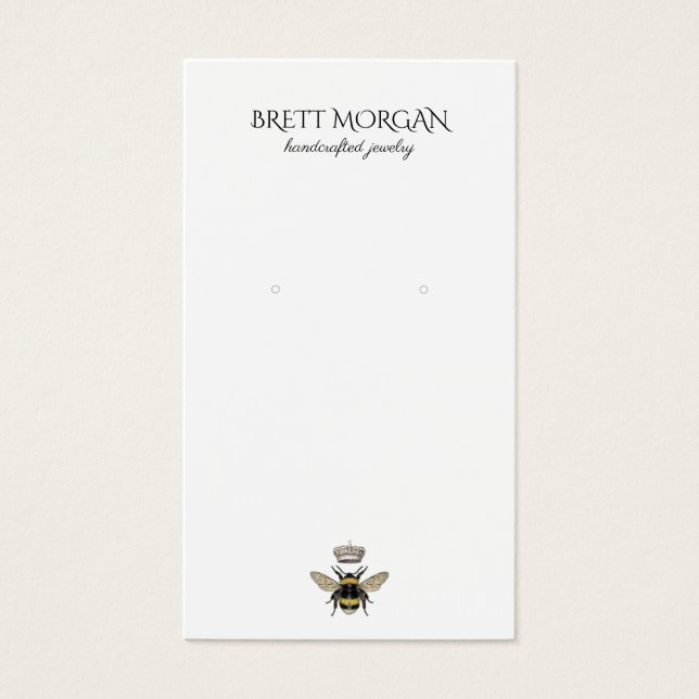 Queen Bee Typografy Earring Juwelier Display Card (Vorderseite)