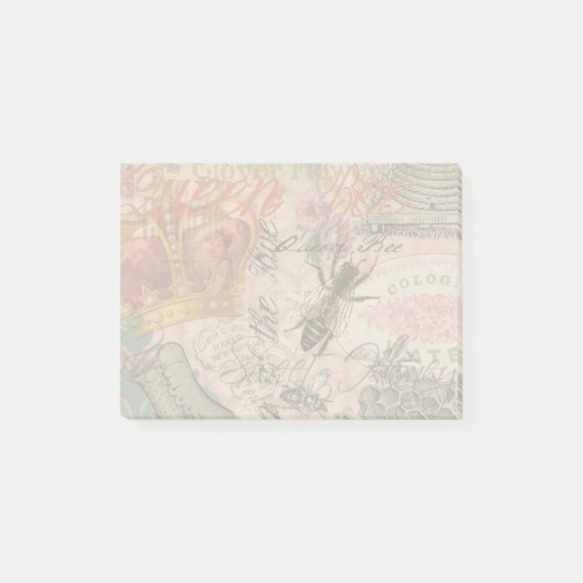 Queen Bee Vintag schöne Collage Post-it Klebezettel (Vorderseite)