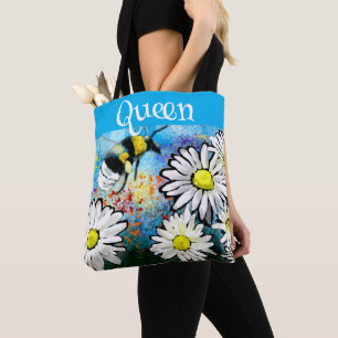 Queen Bee Whimsical Bumblebee Daisies Personalisie