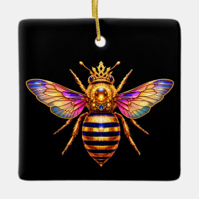 Queen Bee With Crown Keramikornament (Vorderseite)