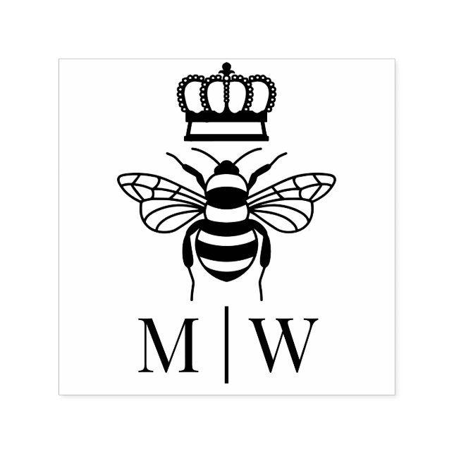 Queen Bee with Crown Wedding Couple Initials #2 Permastempel (Design)