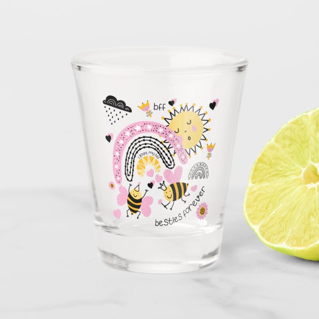 Queen Bees Best Friends Forever Niedliche BESTE FR Schnapsglas (Vorderseite)