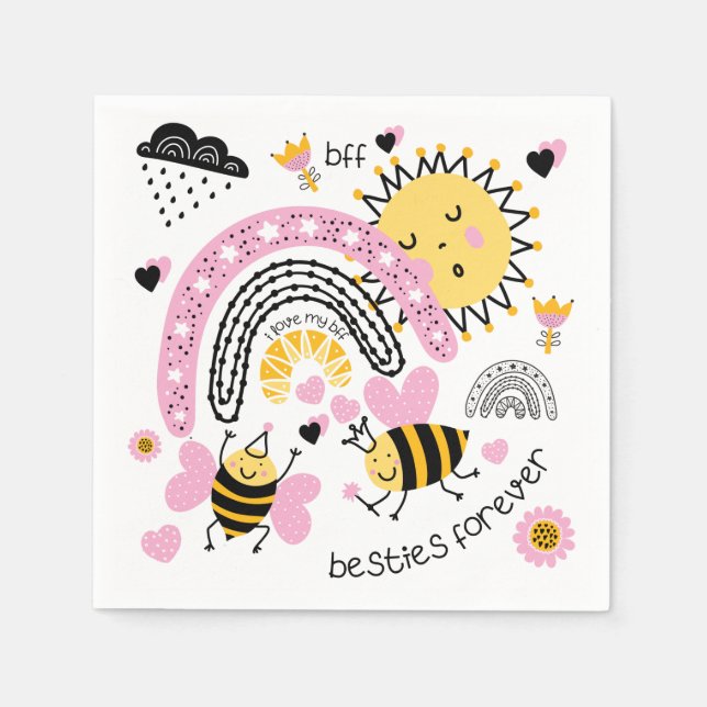 Queen Bees Best Friends Forever Niedliche BESTE FR Serviette (Vorderseite)