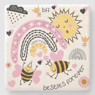 Queen Bees Best Friends Forever Niedliche BESTE FR Steinuntersetzer