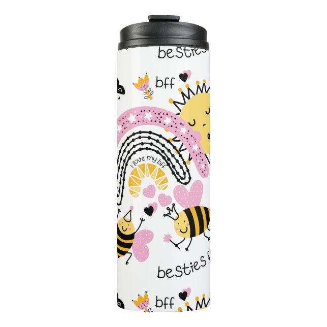 Queen Bees Best Friends Forever Niedliche BESTE FR Thermosbecher (Vorderseite)