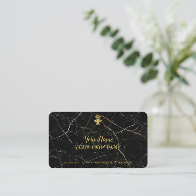 QUEEN BIE Business Cards GOLD MARBLE Visitenkarte (Stehend Vorderseite)