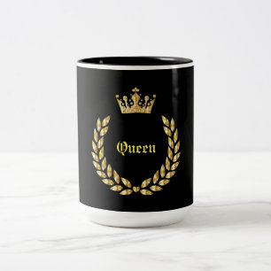 Queen Black and Gold and Crown Zwei-Tone-Kaffee Mu Zweifarbige Tasse