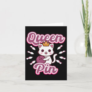 Queen Button Women's Girls Bowling Cat Karte