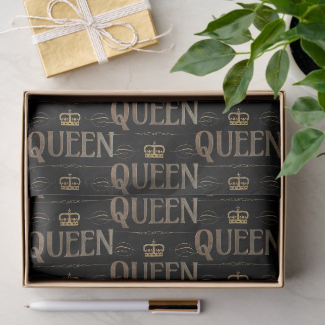 QUEEN Calligraphy Lettering  - Elegant Rich Royal Seidenpapier (Geschenk)
