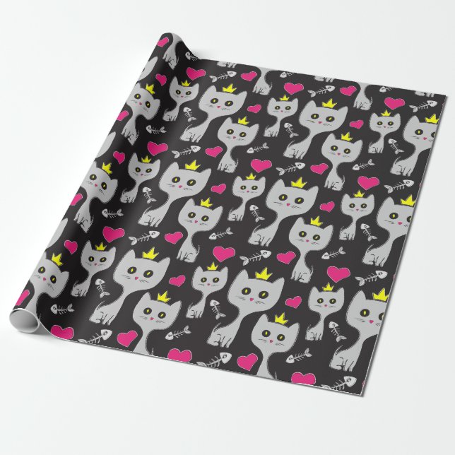 Queen Cat Pattern Geschenkpapier (Ungerollt)